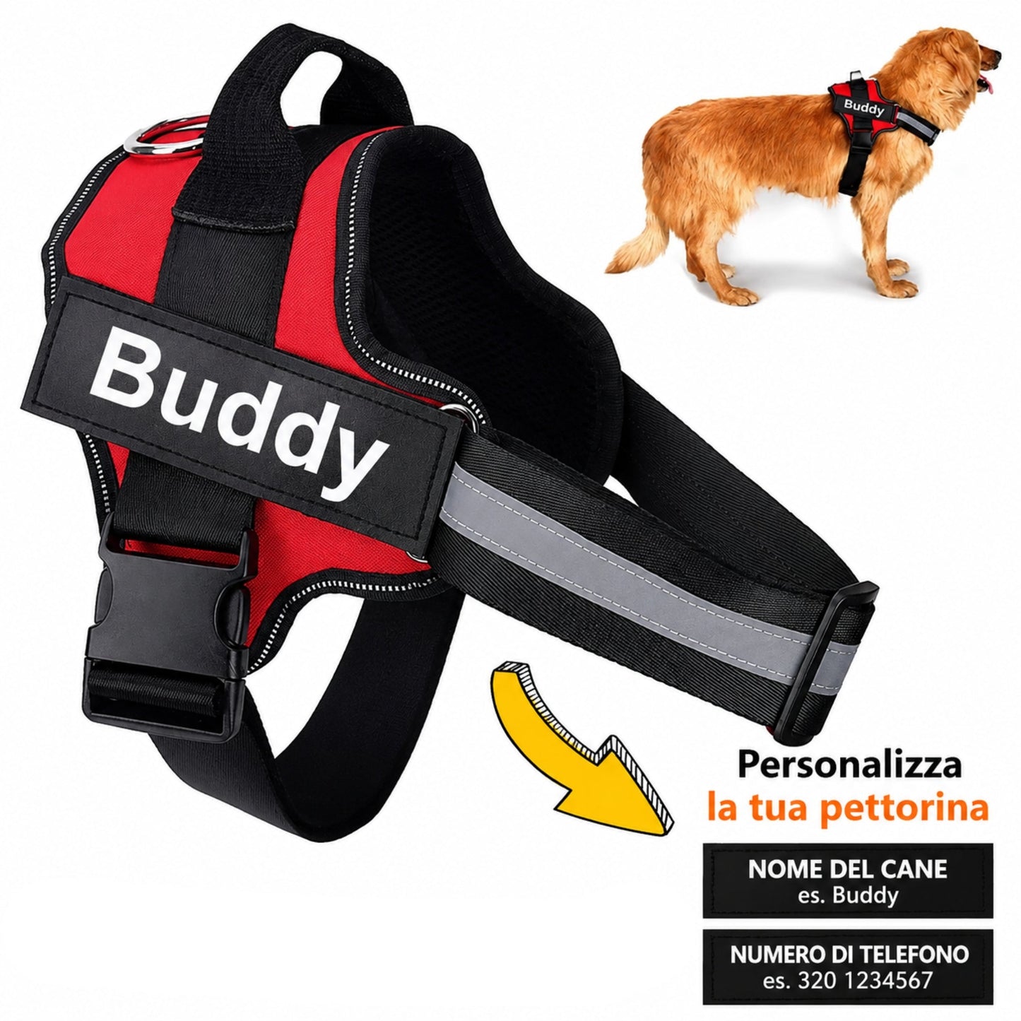 Pettorina Regolabile Personalizzabile per Cani